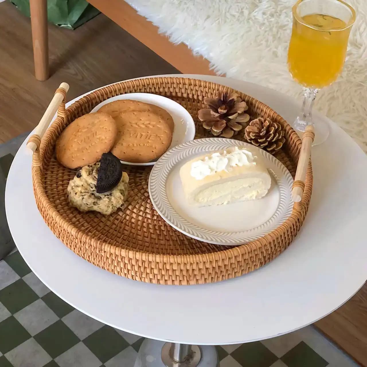 سینی راتان حصیر بامبو 3 عددی — تصویر ۶