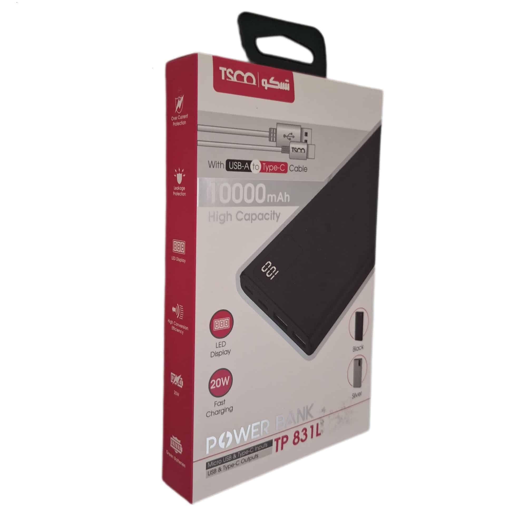 power bank 10000tp831l tsco پاور بانک — تصویر ۳