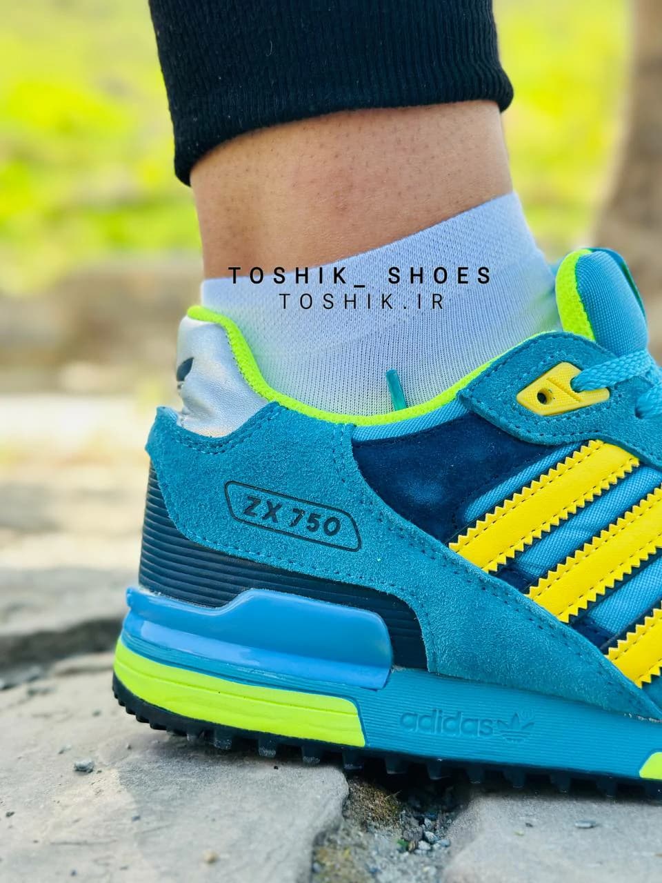 کفش آدیداس zx 750 رنگ سبزآبی — تصویر ۴