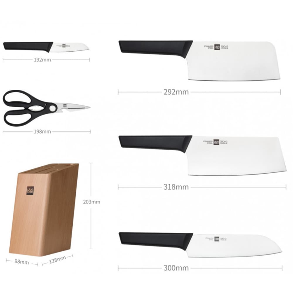 ست 5 تایی چاقوی آشپزخانه به همراه استند شیائومی Xiaomi HuoHou Knife Set HU0057 — تصویر ۵