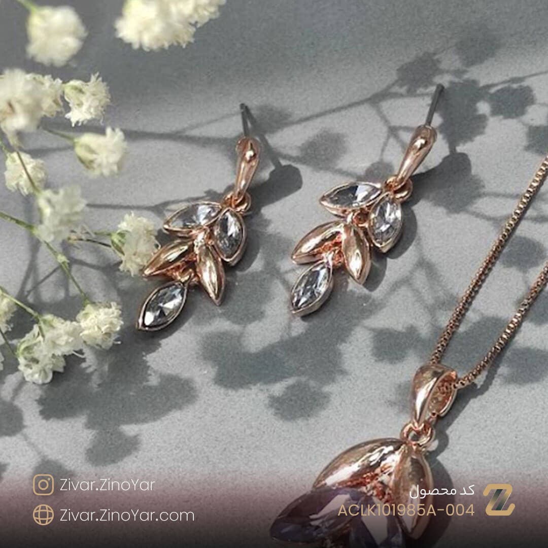 نیم ست برگ نگین سواروسکی کلیو – کد ACLK101985A-004 — تصویر ۵