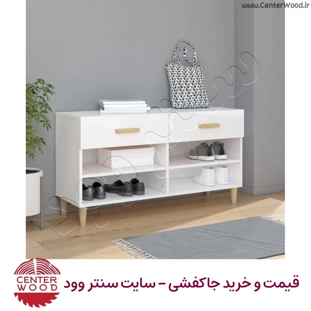 جاکفشی نیمکتی ساده با دو کشو کد 2211 — تصویر ۲