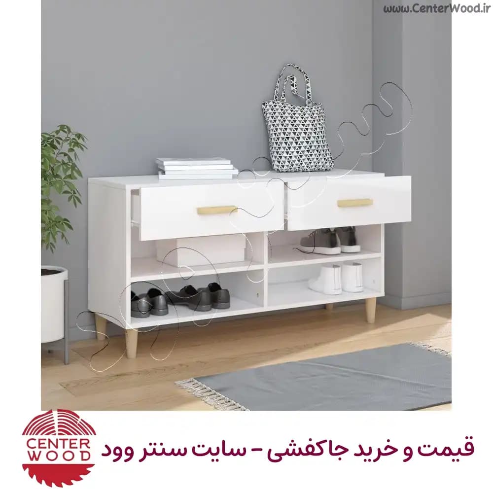 جاکفشی نیمکتی ساده با دو کشو کد 2211 — تصویر ۳