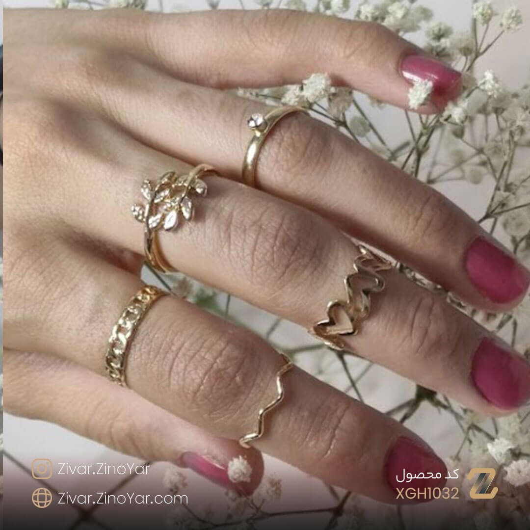 پک انگشتر طلایی استیل – کد XGH1032 — تصویر ۴