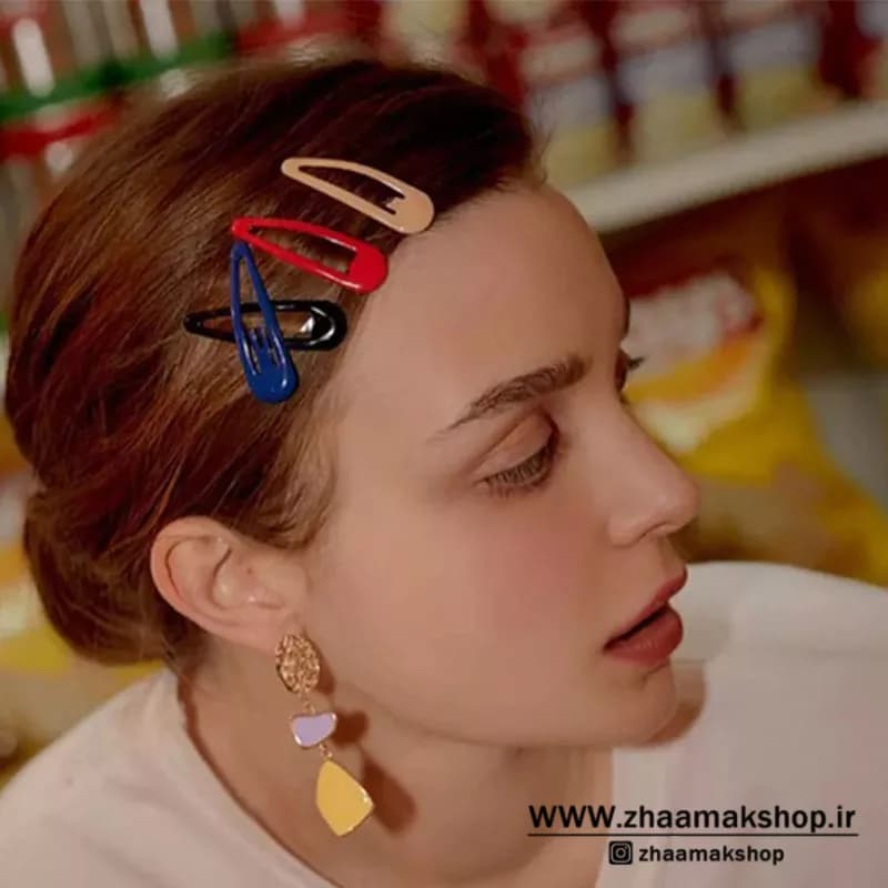 گیره مو زنانه و دخترانه تق تقی مثلثی 6عددی — تصویر ۳