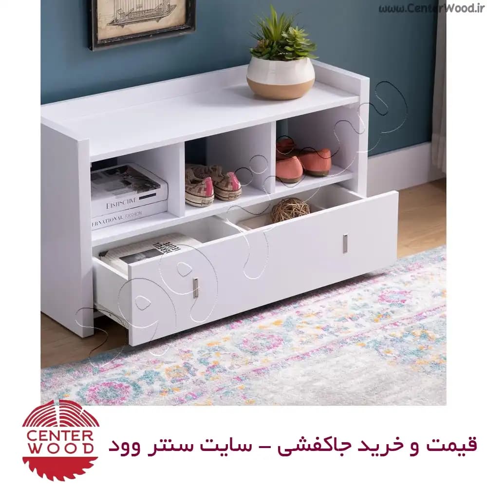 جاکفشی نیمکتی کشویی طرح کنسول و دراور کد 2157
