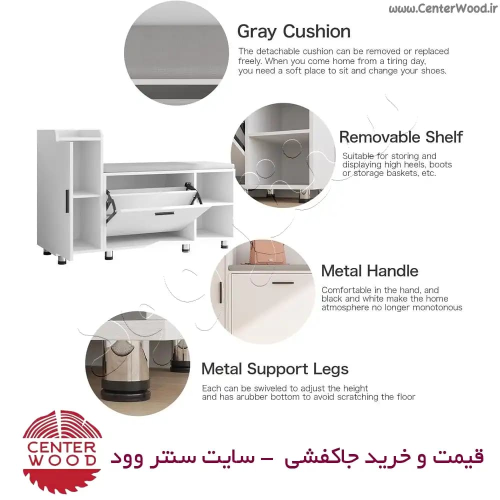 جاکفشی نشیمن دار درب کابینتی کد 032 — تصویر ۵