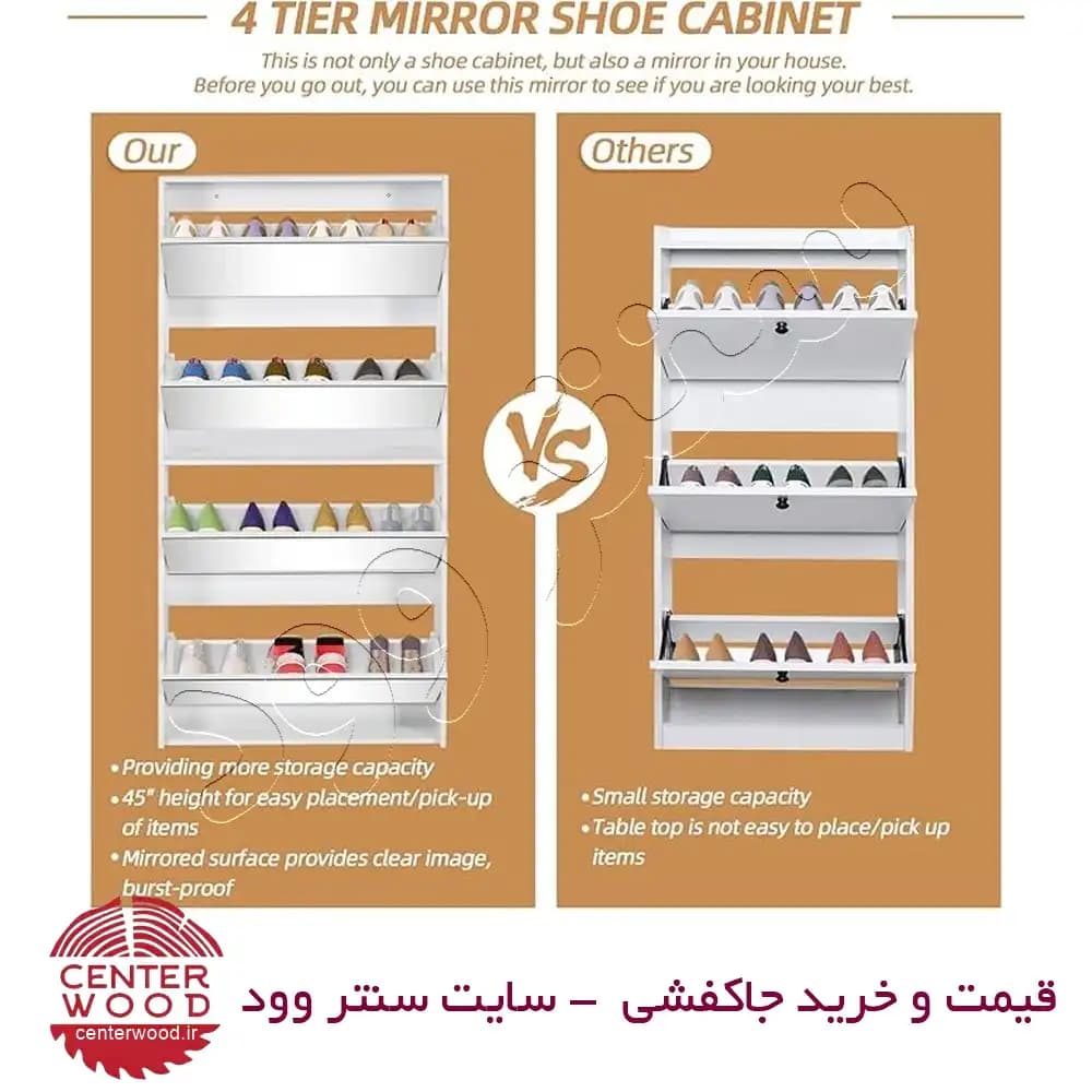 جاکفشی داشبوردی 4 درب آینه دار کد 08 — تصویر ۲