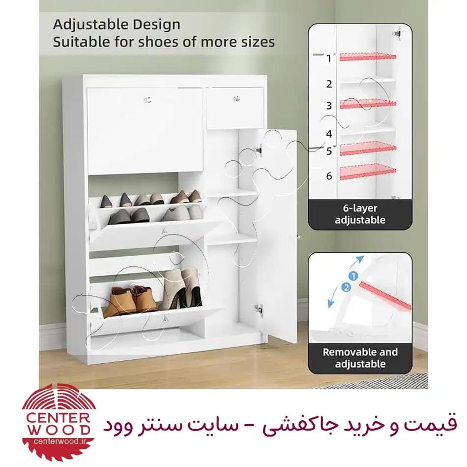 جاکفشی داشبوردی سه درب با دو درب کابینتی کد 098 — تصویر ۲