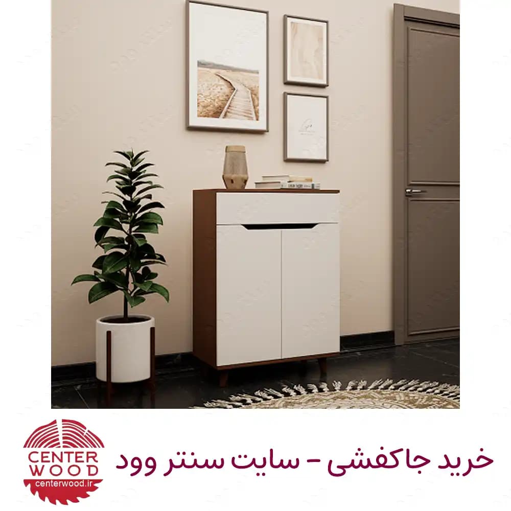 جاکفشی درب کابینتی دو درب تک کشو کد 076 — تصویر ۷