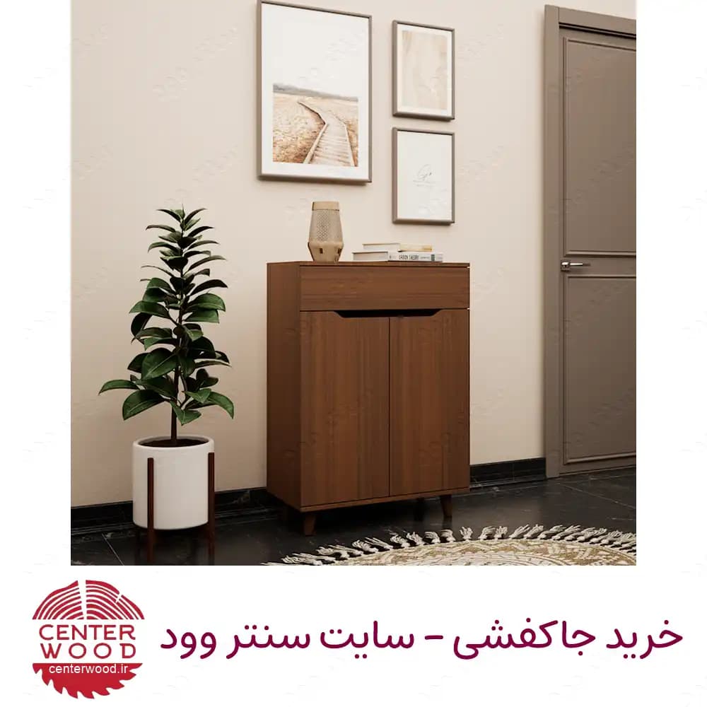جاکفشی درب کابینتی دو درب تک کشو کد 076 — تصویر ۸