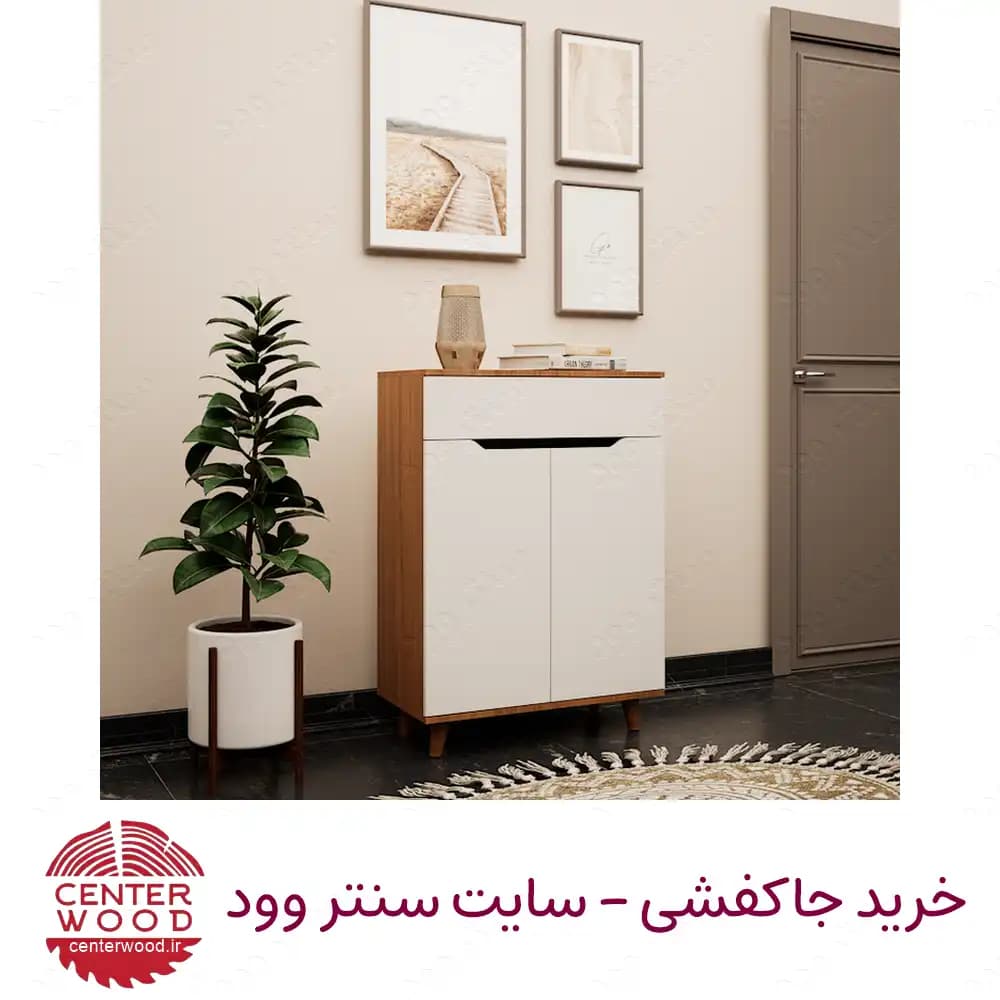 جاکفشی درب کابینتی دو درب تک کشو کد 076 — تصویر ۴