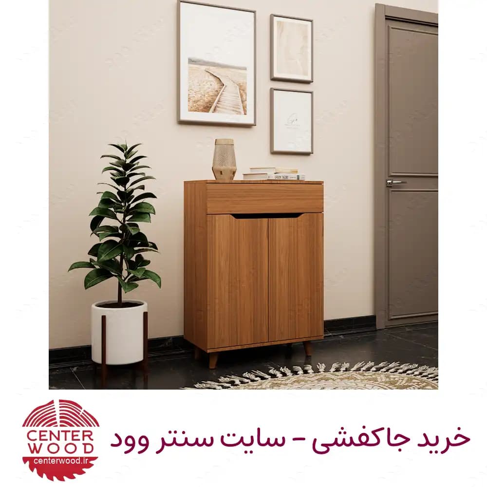 جاکفشی درب کابینتی دو درب تک کشو کد 076 — تصویر ۵