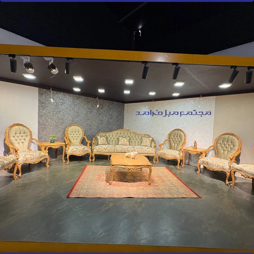 مبل استیل 9 نفره مدل رز با جلو مبلی و دو عسلی