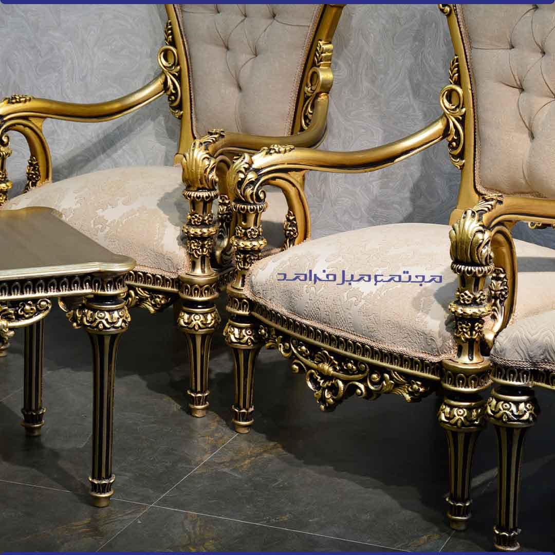 مبل سلطنتی مدل خاطره با جلومبلی و دو عسلی — تصویر ۸