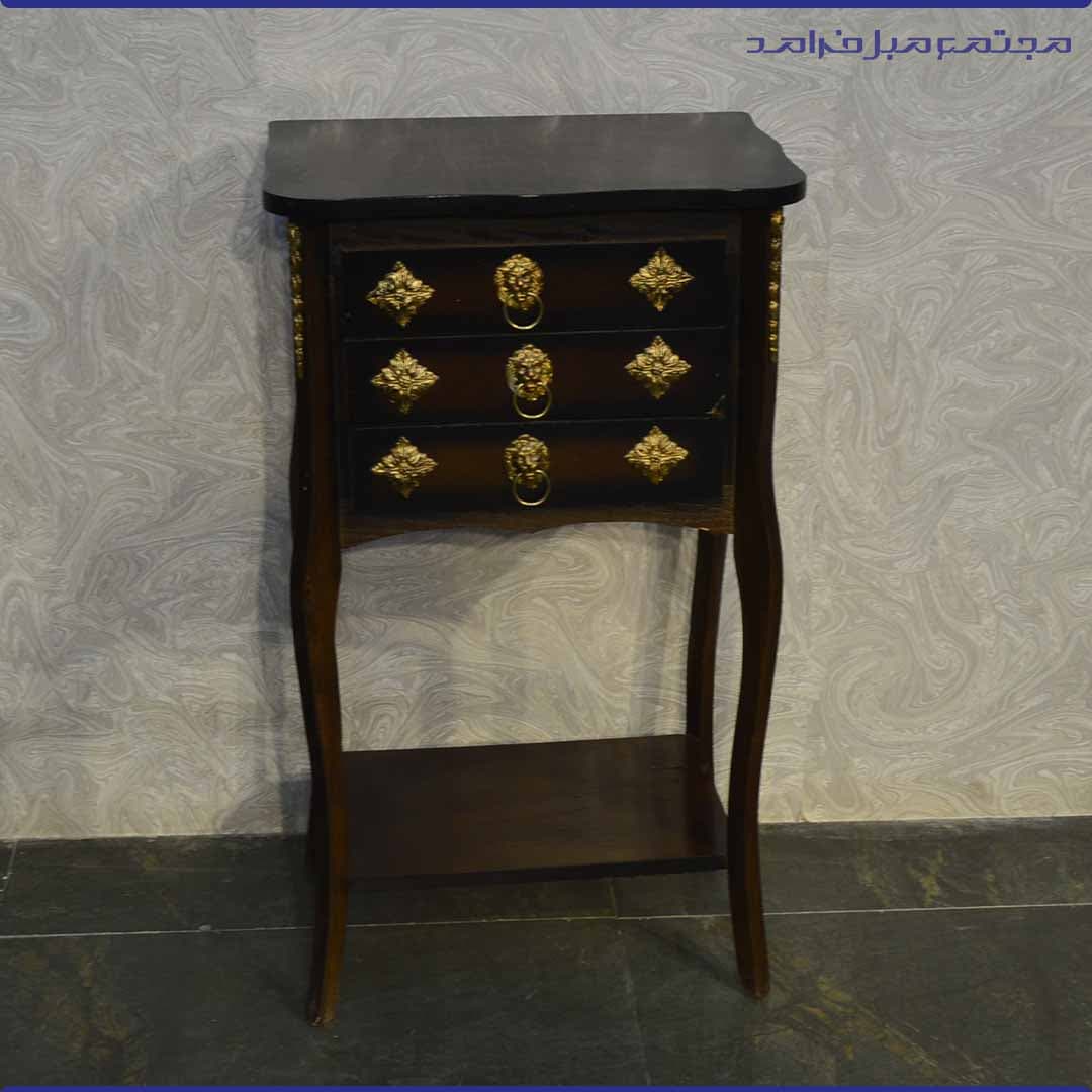 میز تلفن سه کشو رنگ قهوه‌ای — تصویر ۲