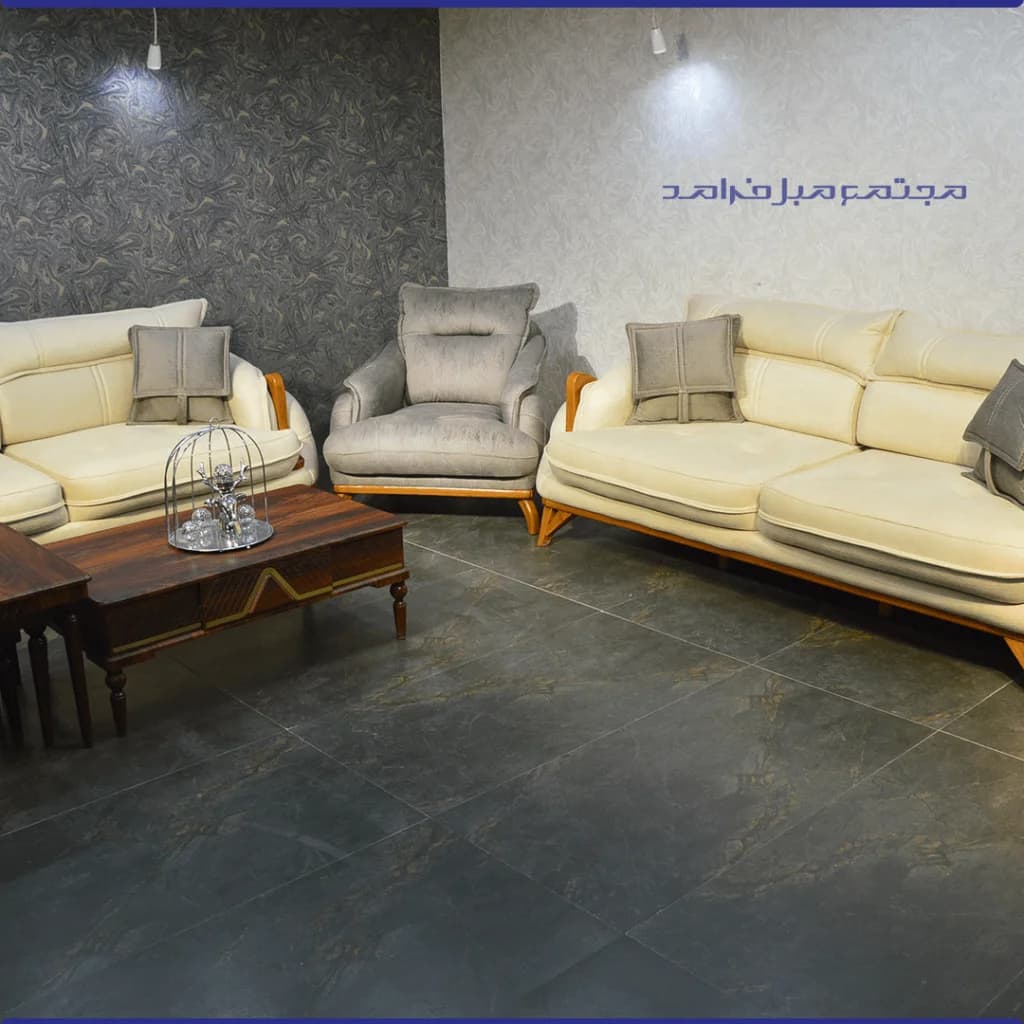 مبل راحتی 8 نفره مدل مونیخ تخت خواب شو رنگ کرم