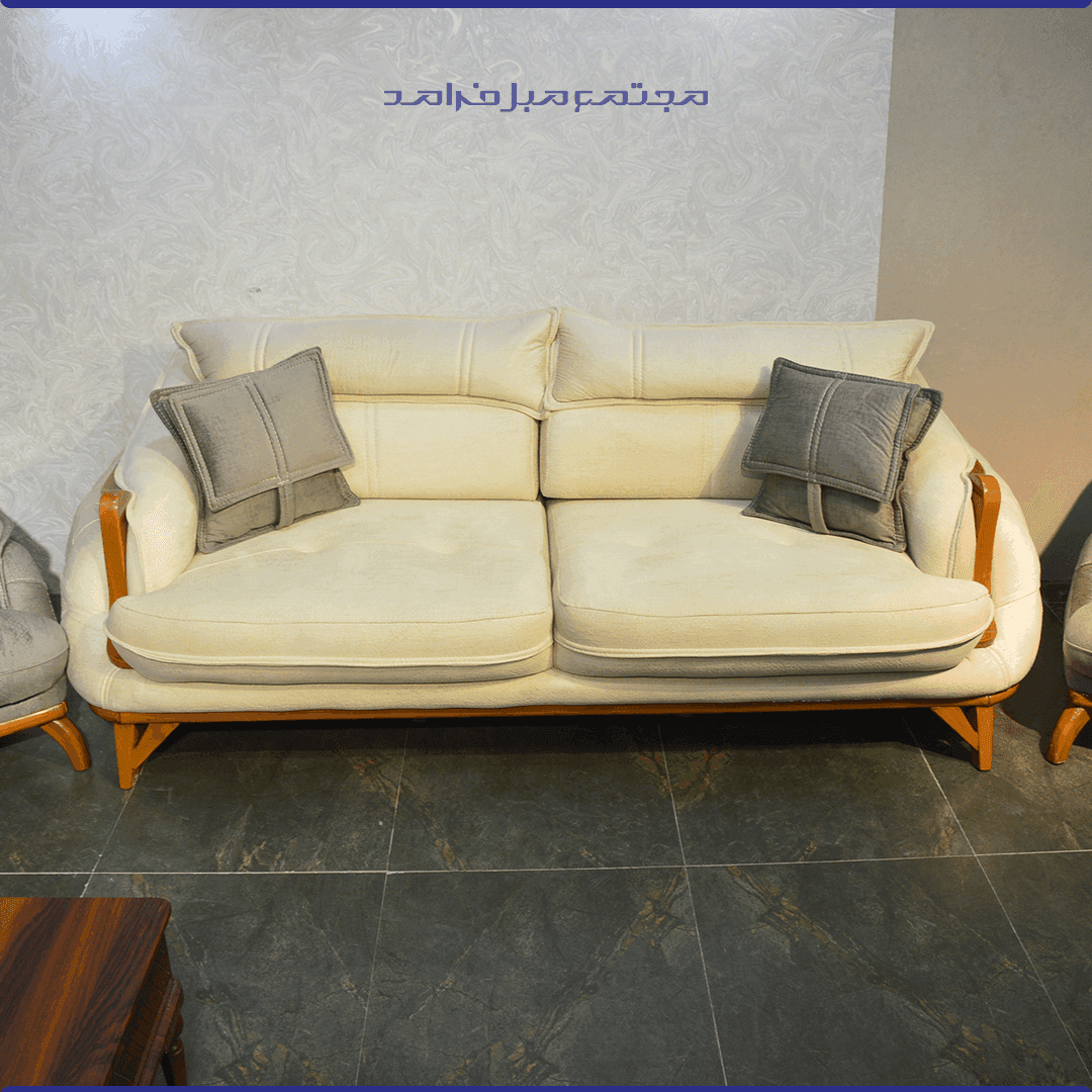 مبل راحتی 8 نفره مدل مونیخ تخت خواب شو رنگ کرم — تصویر ۷