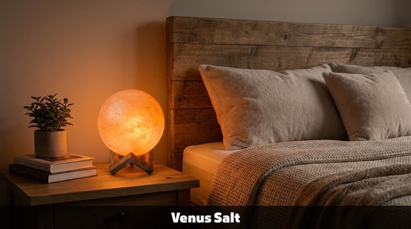 آباژور سنگ نمک گوی پایه چوب بهمراه هدیه — تصویر ۷