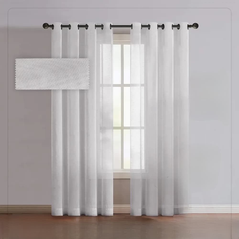 پرده پانچی حریر مات رنگ سفید ارتفاع 200cm