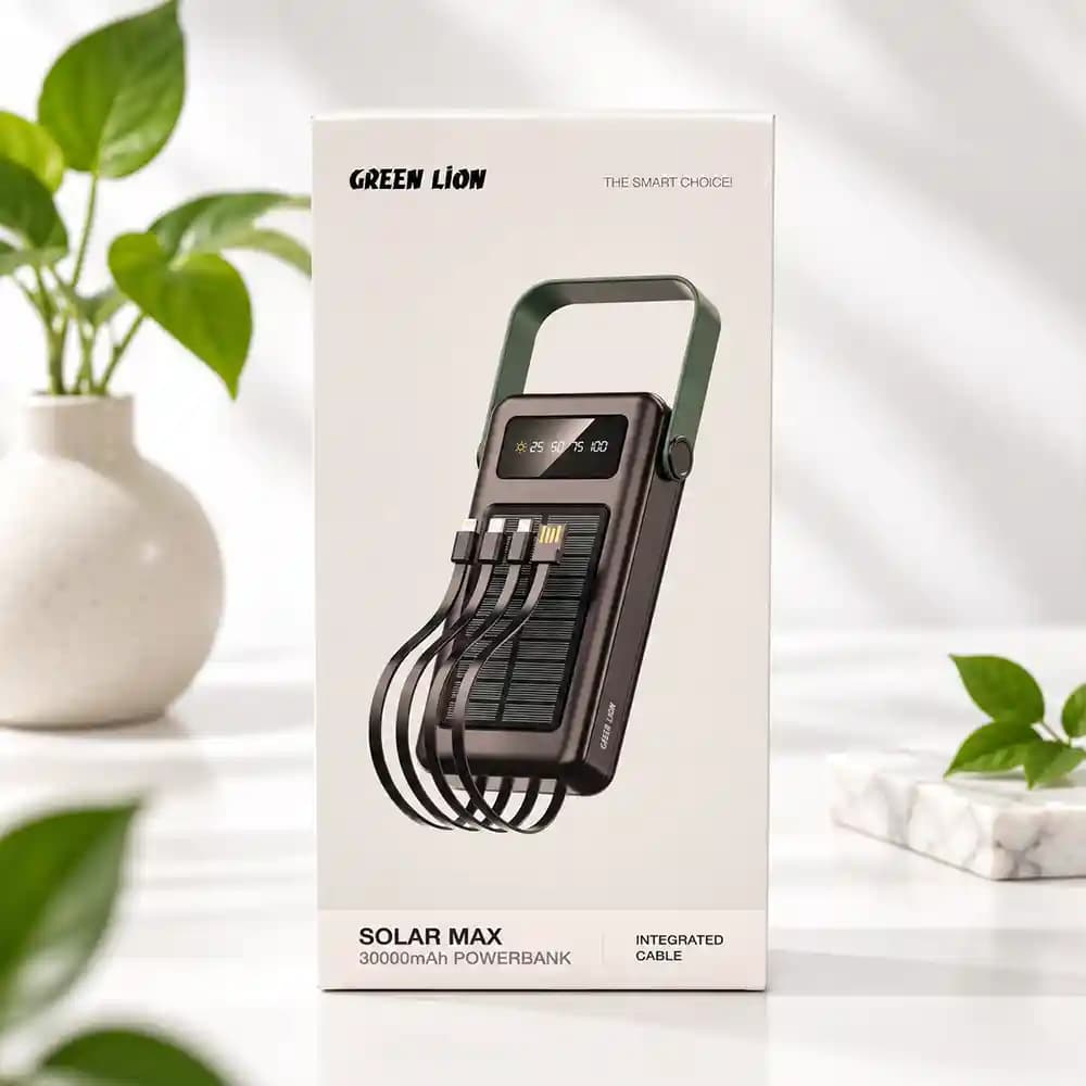 پاوربانک خورشیدی 30000 میلی‌آمپر ساعت گرین لاین (Green Lion) مدل Solar Max GL-PB72