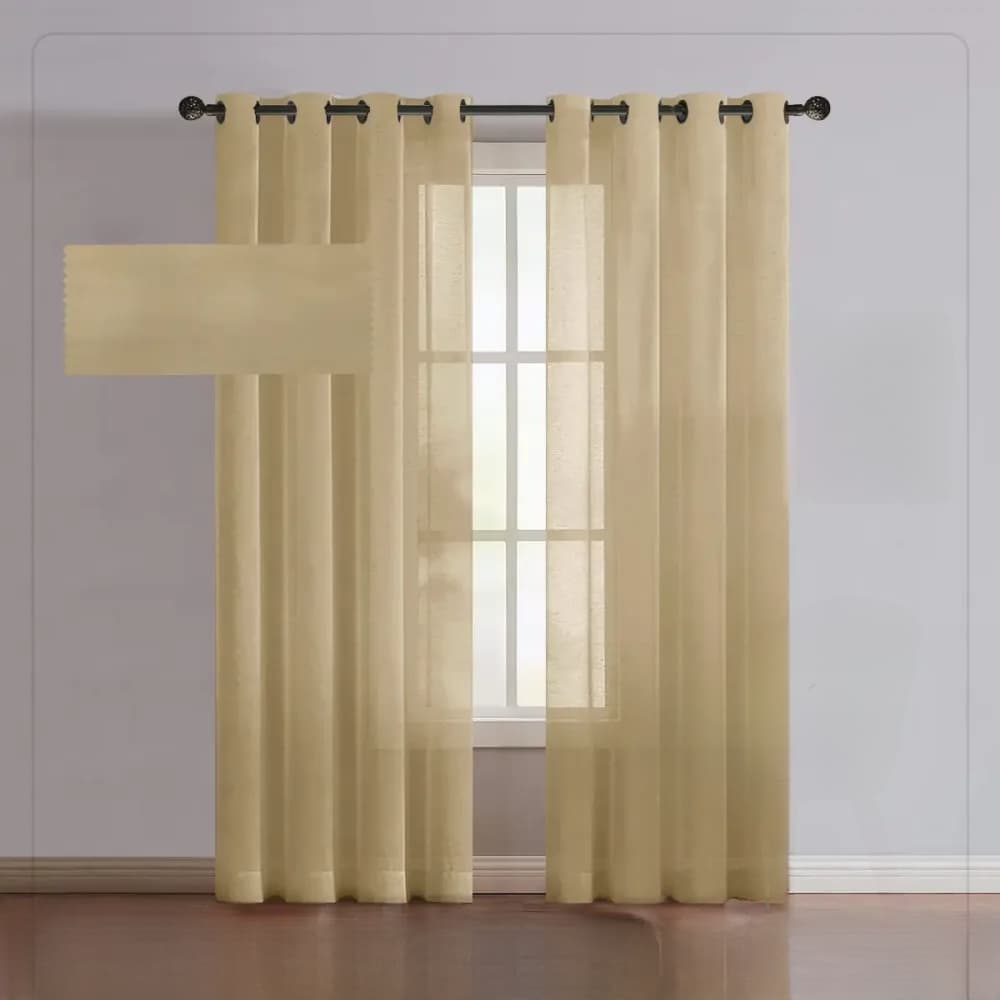 پرده پانچی حریر مات رنگ نسکافه ای روشن ارتفاع 250cm