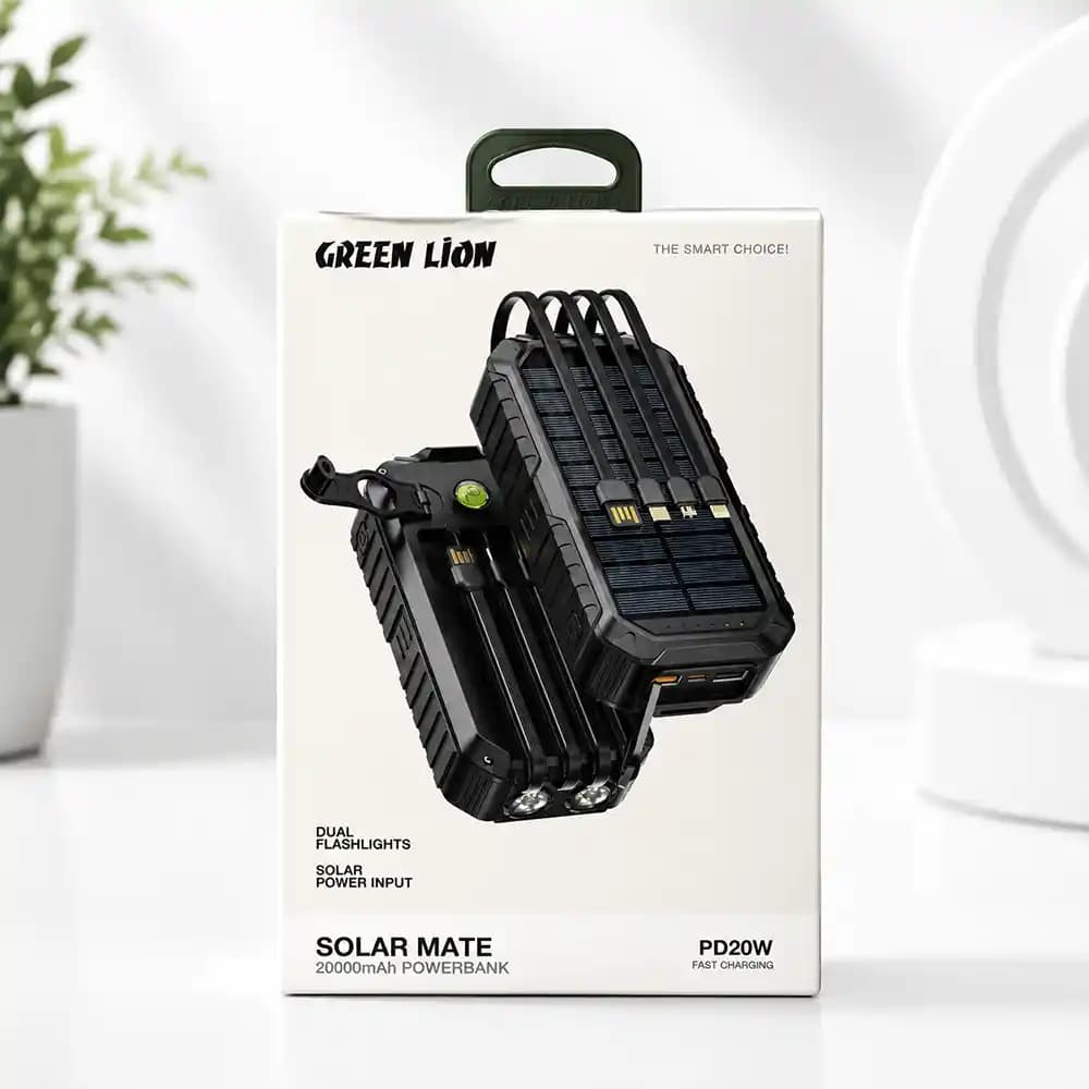 پاوربانک خورشیدی گرین لاین (Green Lion) مدل Solar Mate GL-PX15 ظرفیت 20000mAh