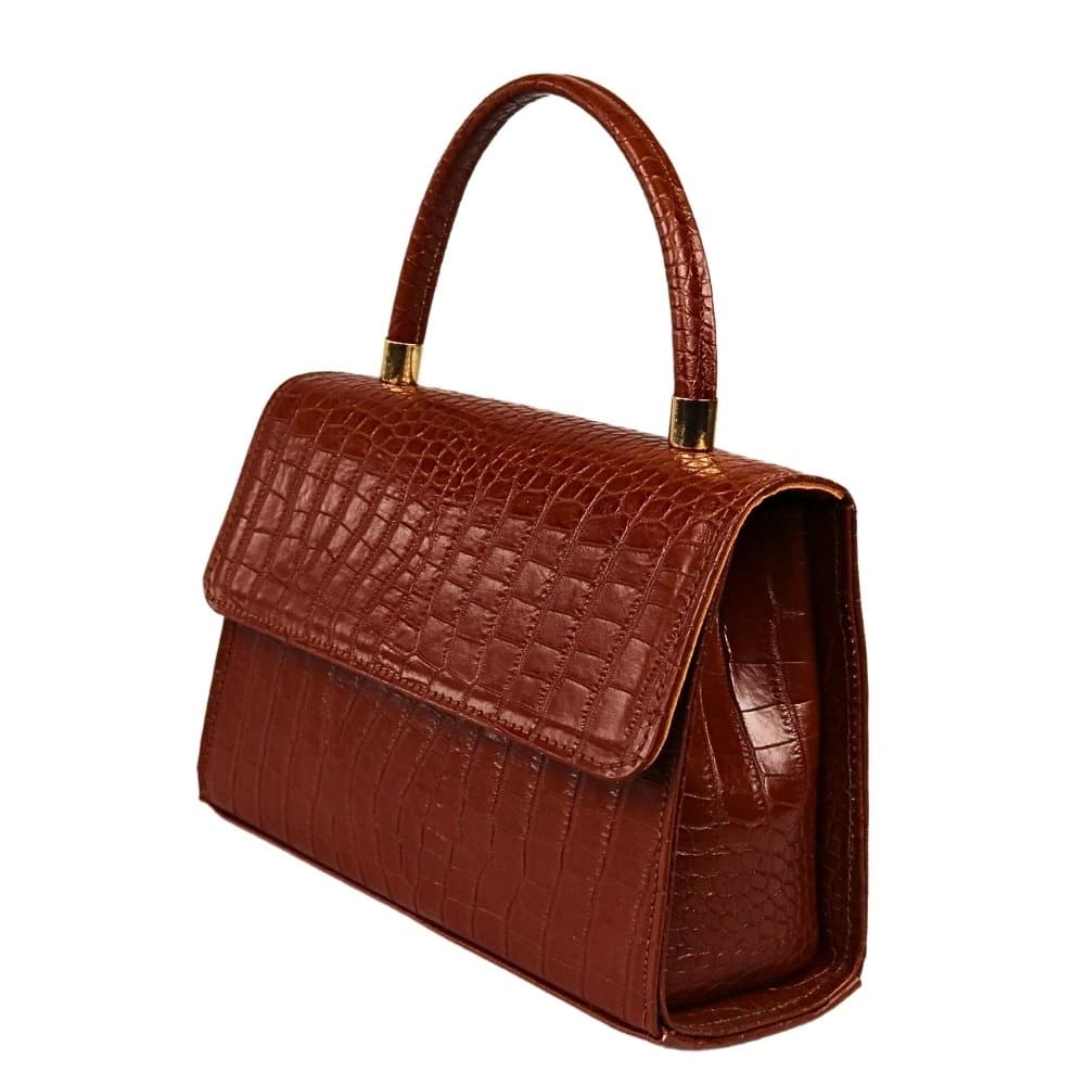 کیف دستی زنانه چرم شکلاتی فارل