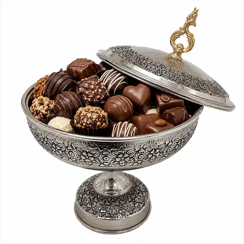 شکلات خوری مسی کروم گلبرگ تک پایه دیبا — تصویر ۲