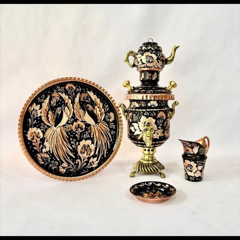 ست سیسمونی مسی سماور الماس تراش کد sis-104 — تصویر ۲