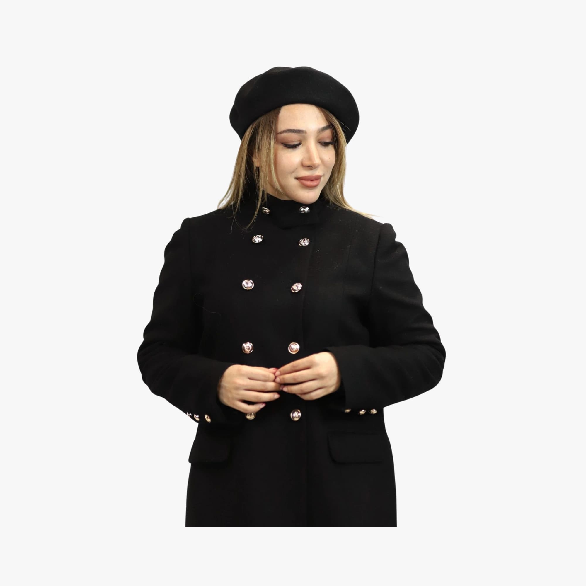 پالتو سربازی زنانه مشکی فارل کد FB64