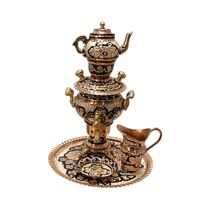 ست سیسمونی مسی سماور نقره‌کوب نانو شده کد sis-100