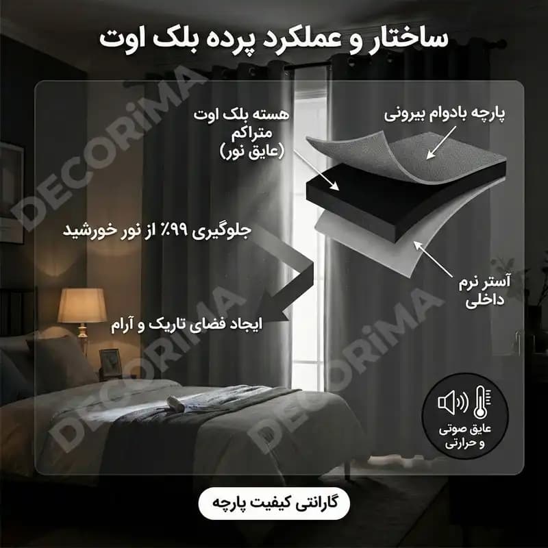 پرده پانچ بلک اوت دکوریما-ارتفاع 280 سانتیمتر — تصویر ۲