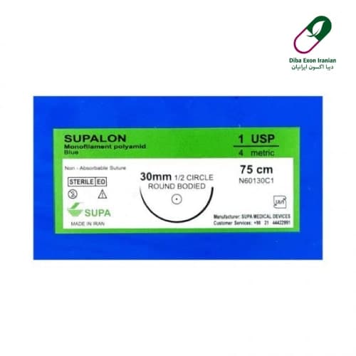 نخ جراحی سوپا نایلون 1(یک) راند سوزن 30 (بسته 36 عددی)