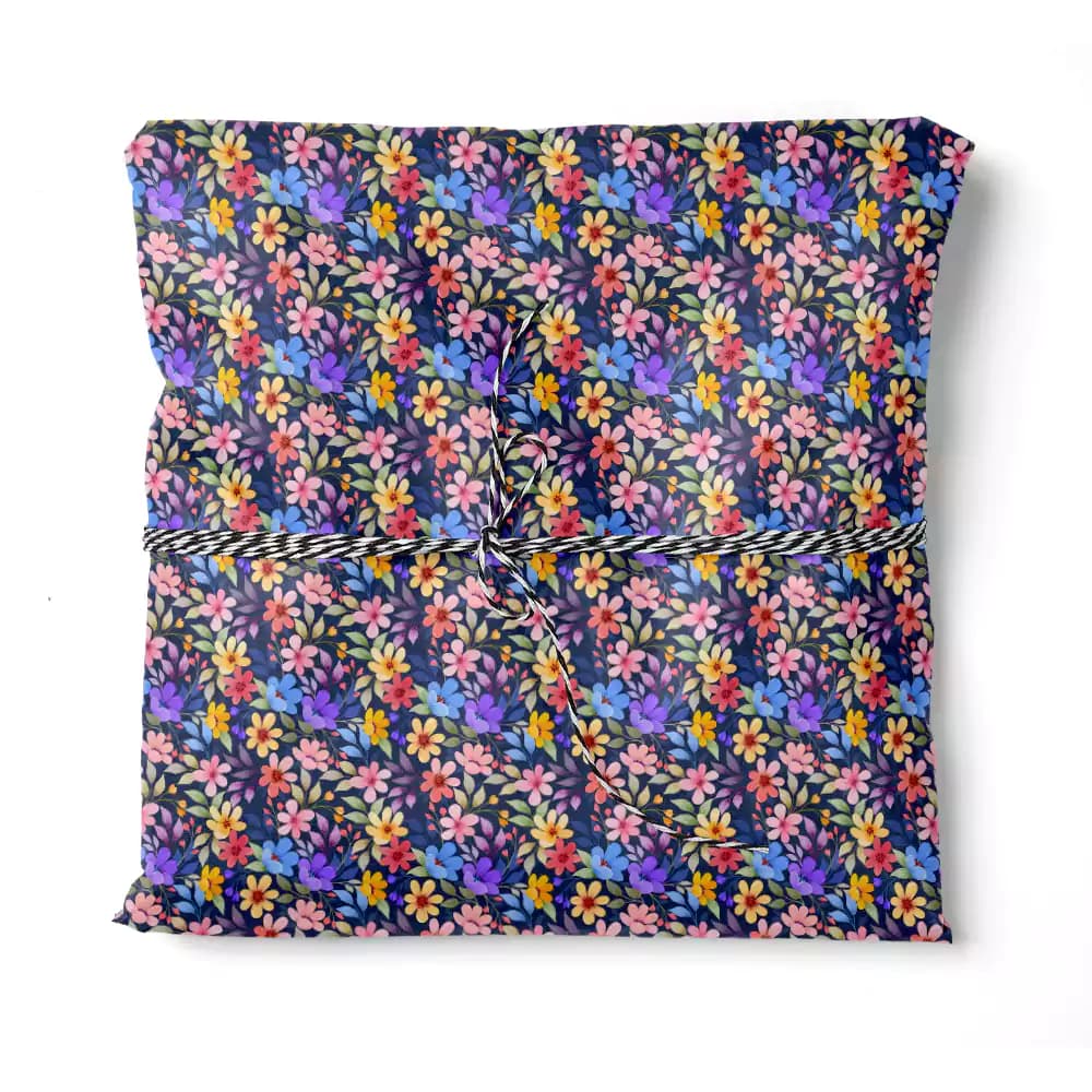 کادو پیچ پارچه ای طرح گل سورمه ای کد 345