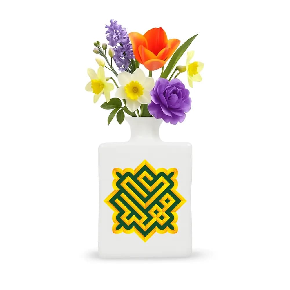 گلدان چینی مربعی مهدی خط بنایی
