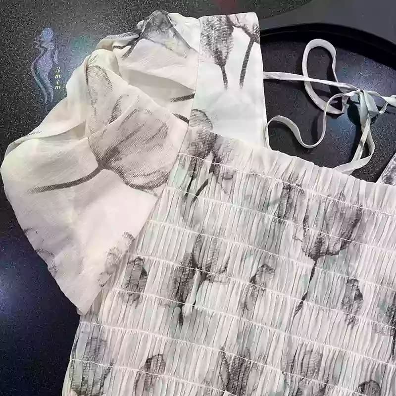 پیراهن دخترانه تک رنگ کرم — تصویر ۷