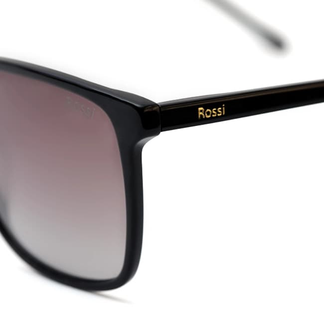عینک آفتابی مردانه ROSSI مدل R8161 | فریم مستطیلی مشکی با عدسی قهوه‌ای UV400 پولاریزه — تصویر ۵