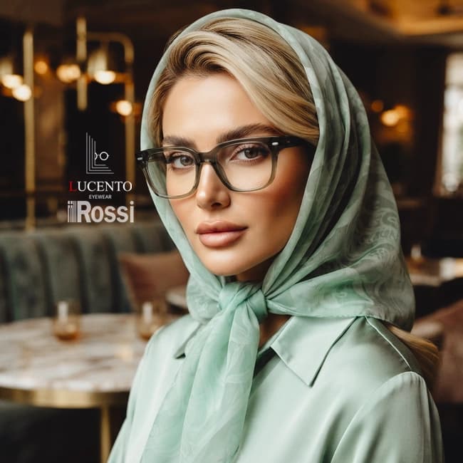 عینک طبی زنانه ROSSI HA108 | فریم پروانهای زیتونی