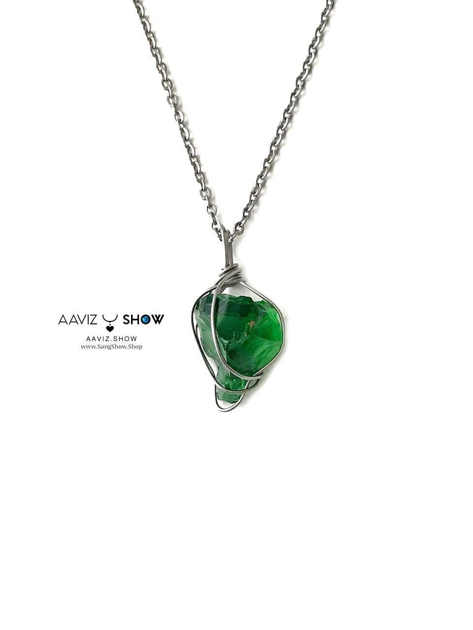آویز ابسیدین معدنی سبز نمونه راف و استثنایی A1324