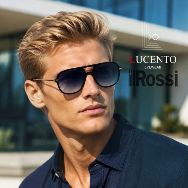 عینک آفتابی مردانه Rossi مدل R8103 پلاریزه | فریم دو پل مشکی