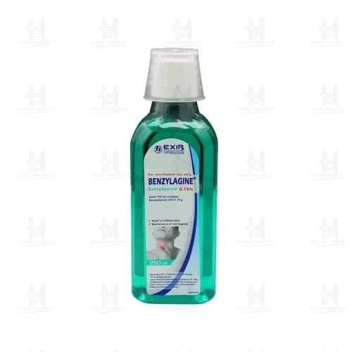 دهان شویه بنزیلاژین بنزیدامین 0.15% اکسیر 250 میلی لیتری