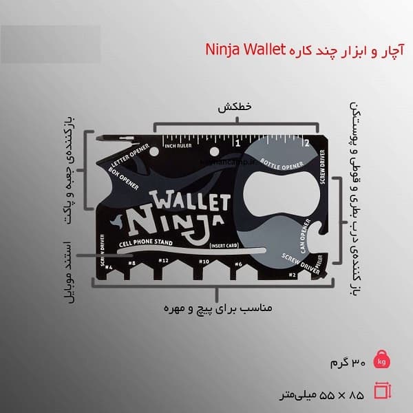 ابزار 18 کاره کارتی نینجا ولت NINJA WALLET — تصویر ۲