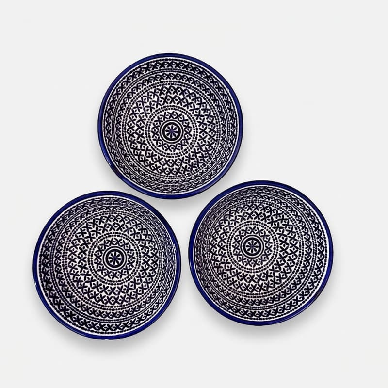اردوخوری دنی هوم مدل 325 مجموعه 3 عددی پیاله سرامیکی دایرهای با ابعاد 7×7×3 سانتیمتر مناسب سرو زیتون و سس، قابل شستشو