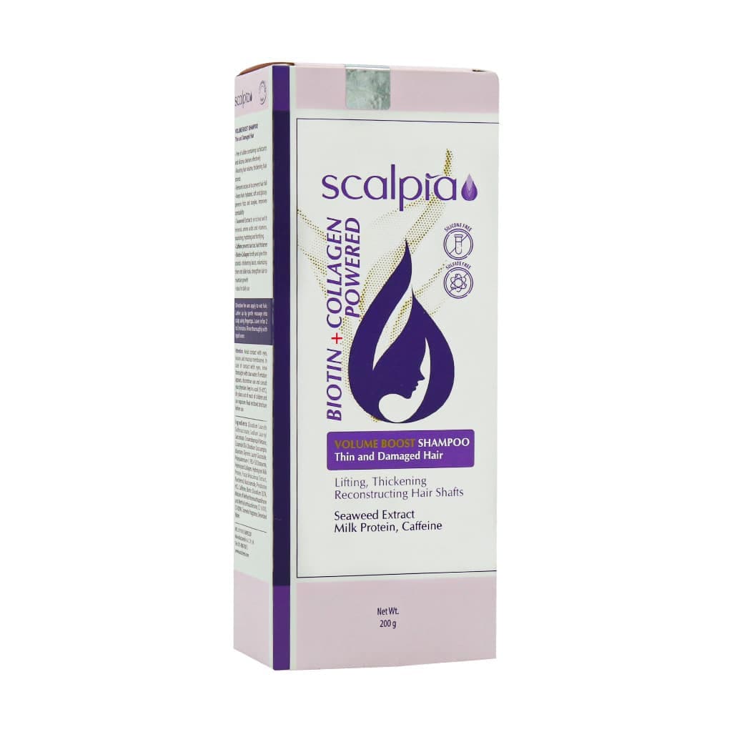 شامپو حجم دهنده مو نازک و شکننده بیوتین و کلاژن 200 گرم اسکالپیا Scalpia