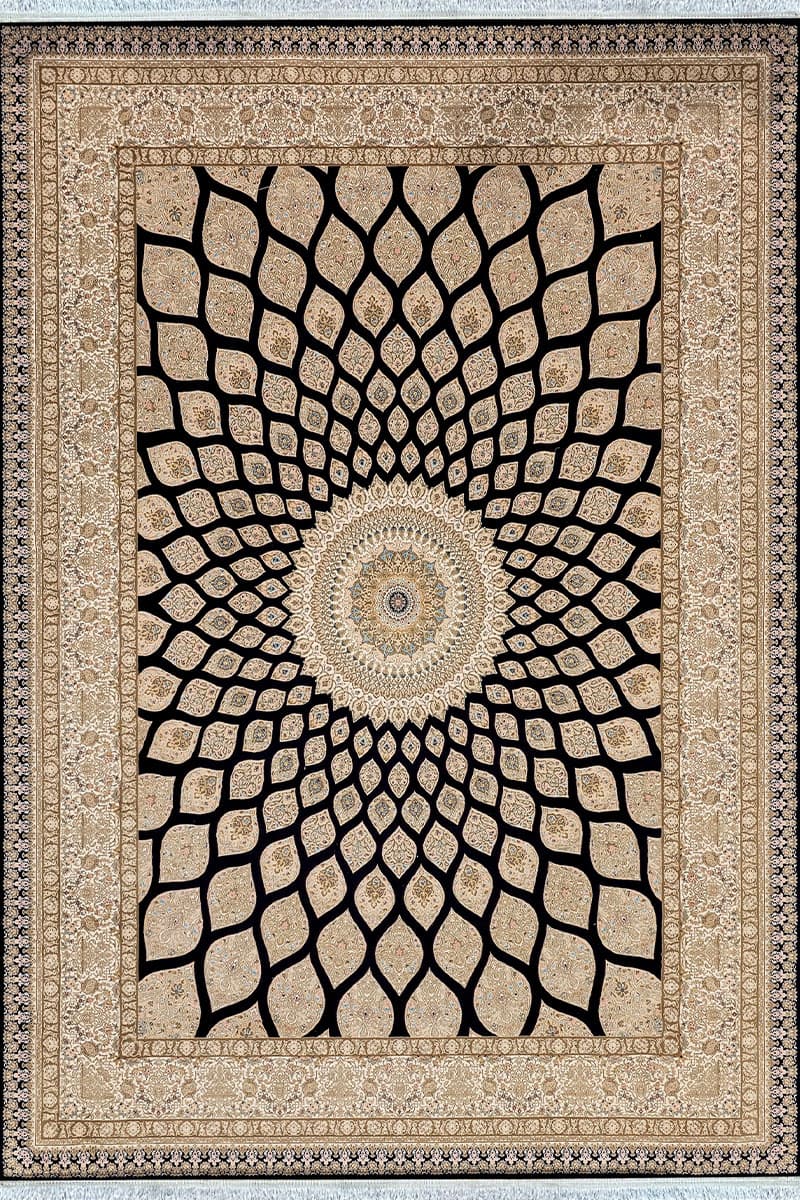 فرش ماشینی 1200 شانه طرح رستا سرمه ای کد 12877