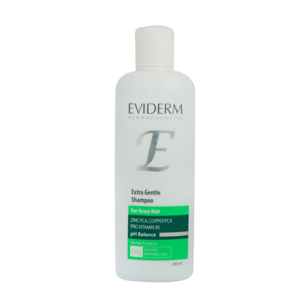 شامپو فوق ملایم فاقد سولفات موهای چرب 200 میلی لیتر اویدرم EVIDERM