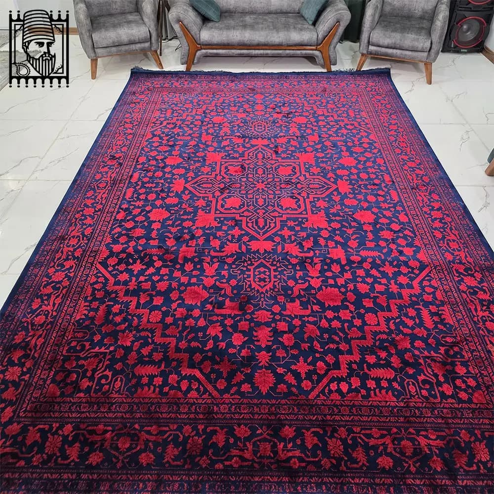فرش ۱۲۰۰ شانه لاکی سرمه ای کد 1070