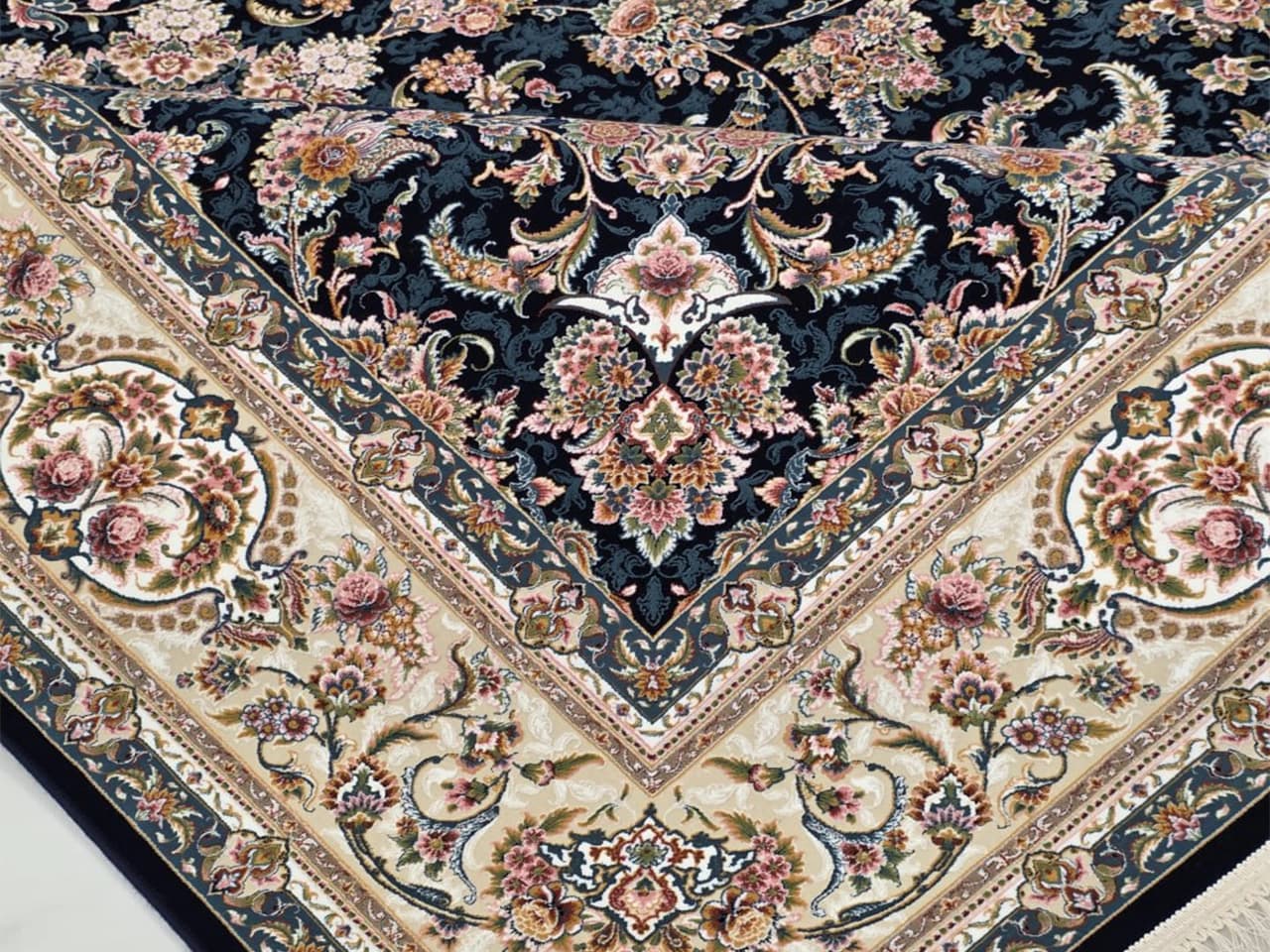 فرش 1200 شانه طرح آذر سرمه ای — تصویر ۷
