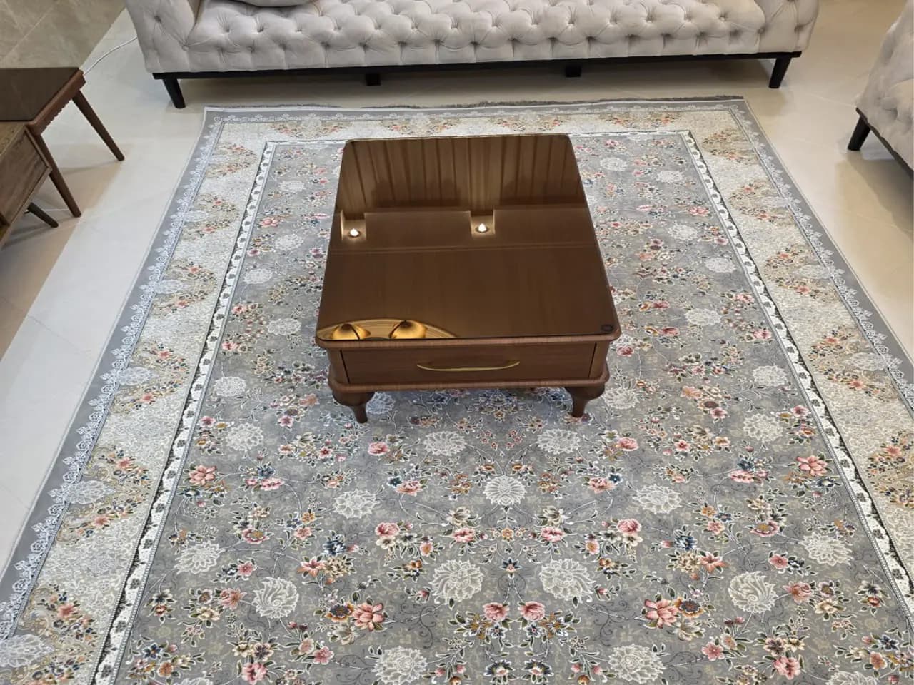 فرش 1200 شانه افشان کد 25850 طوسی — تصویر ۴